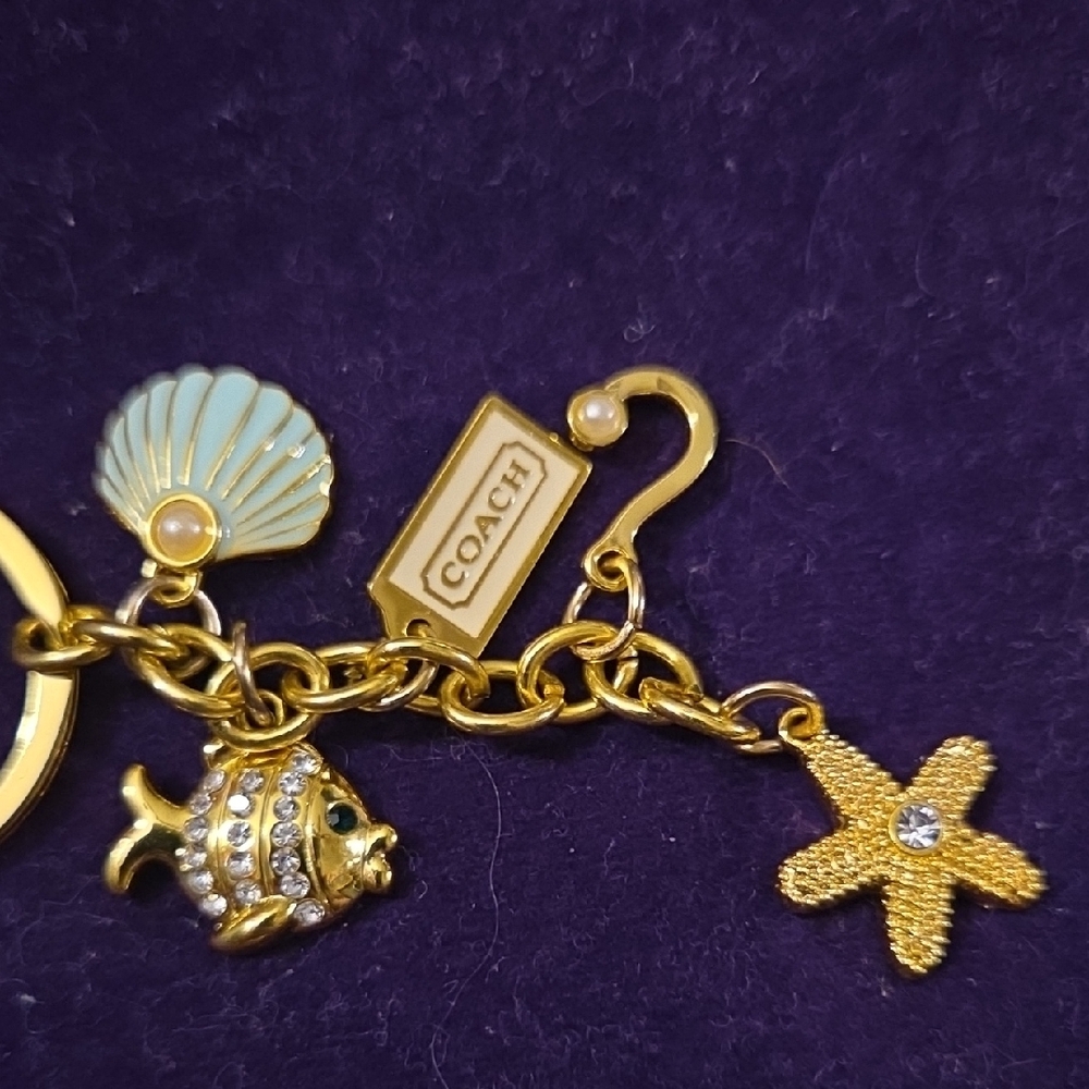Coach Gold and Green Bag Charm Keychain - Picture 3 of 7